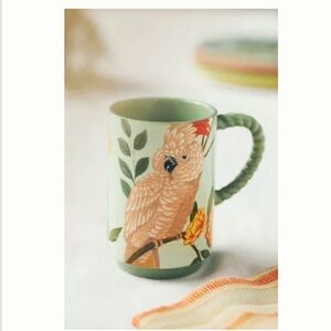 Anthropologie Green Bird Mug